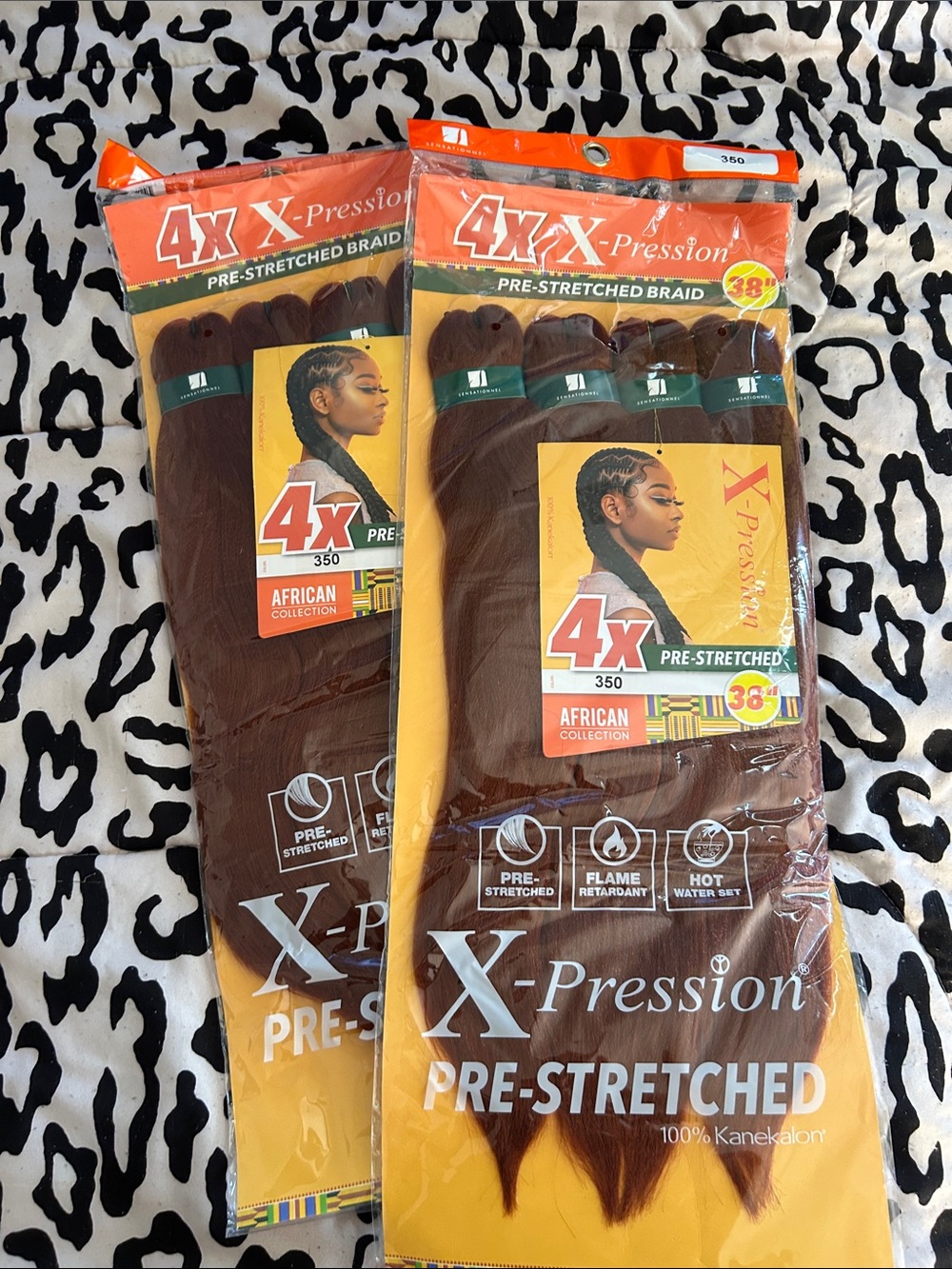 38” 350 Red X-Pression - Pre-Stretched Braiding hair (2 Packs)